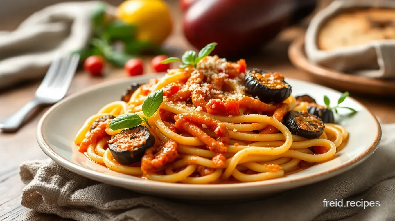 Cooked Pasta Eggplant Sicilian Delight