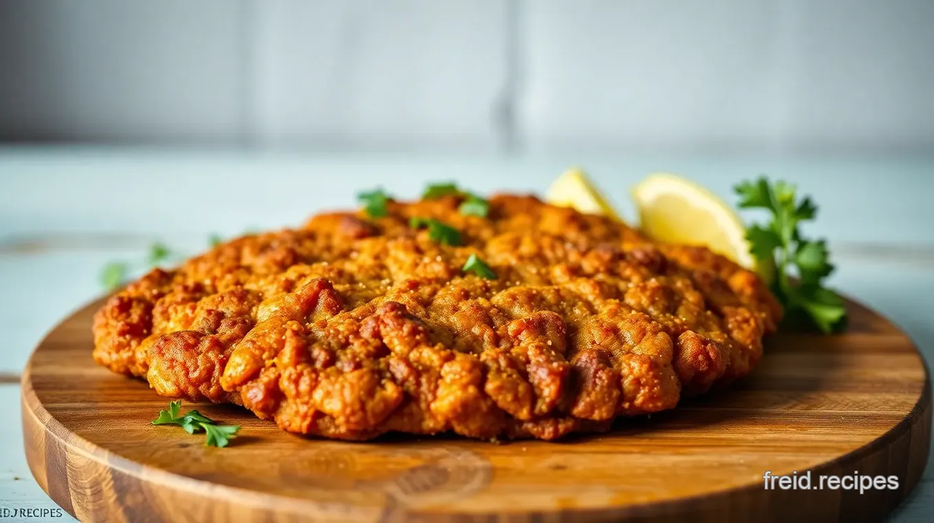 Fried Beef Schnitzel with Crispy Coating