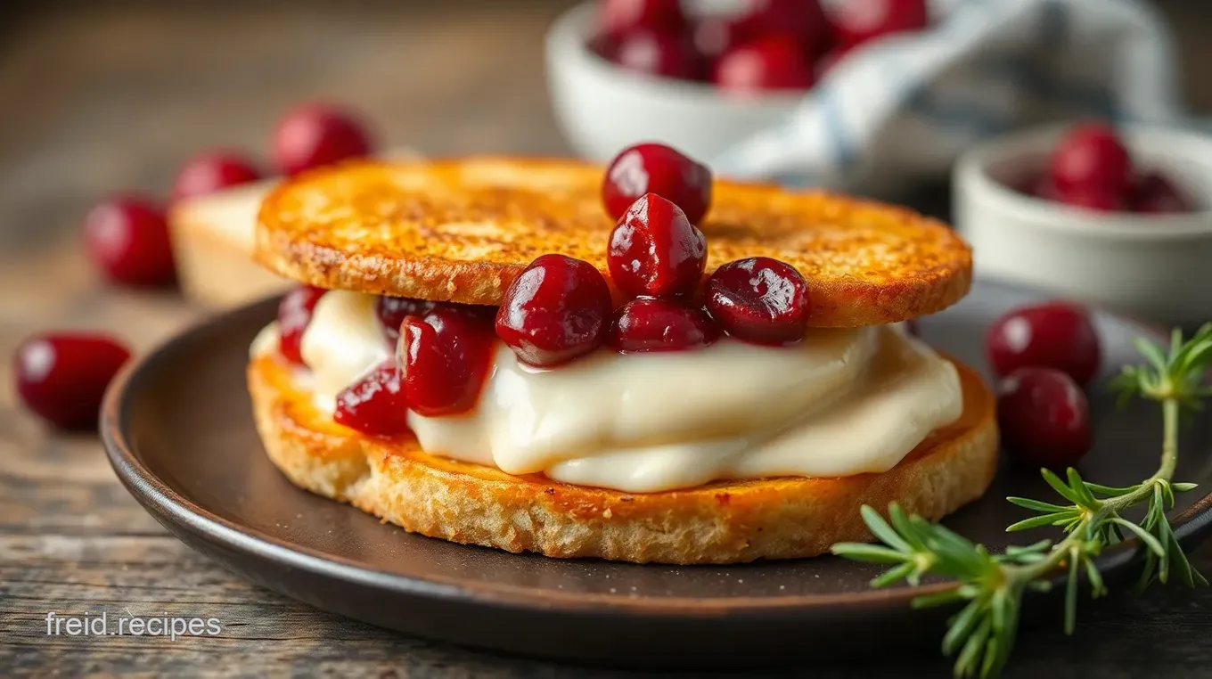 Pan-fried Camembert Sandwich with Cranberry