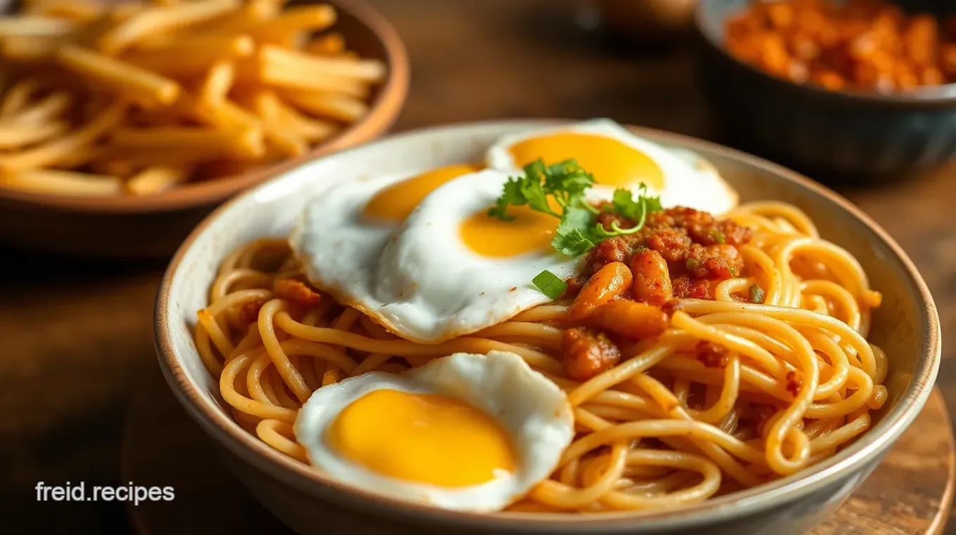 Crispy Fried Noodles with Eggs & Crunchy Beansprouts