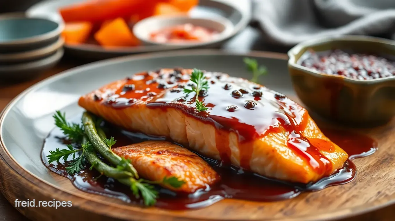 Sticky Salmon with Chinese Greens