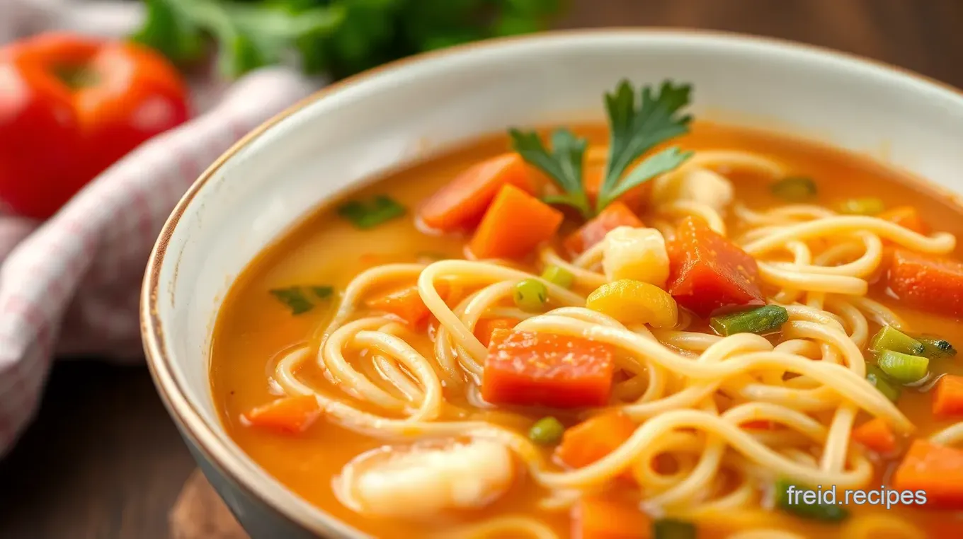 Fideo Soup with Vegetables and Chicken