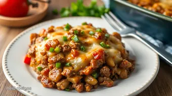 Bake Philly Cheesesteak Casserole Delight recipe card