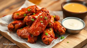 Baked Buffalo Wings - Sticky & Spicy Flavor recipe card