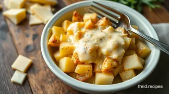 Baked Cheesy Potatoes with Creamy Sauce recipe card