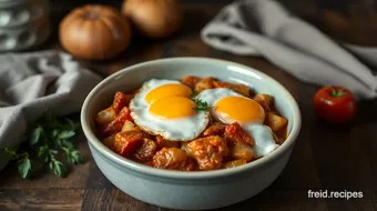 Cook Chorizo Potato Stew with Fried Eggs recipe card