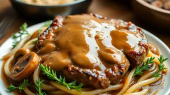 Delicious Sear Round Steak with Rich Gravy recipe card