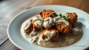 Fried Chicken in Creamy Mushroom Sauce recipe card