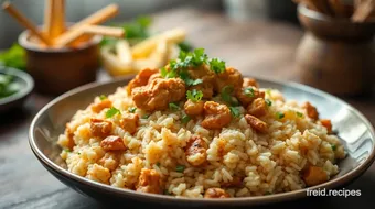 Fried Chicken Rice with Nutty Flavor recipe card