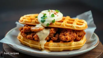 Ultimate Fried Chicken Waffle Sandwich Delight: My Family's New Favorite recipe card