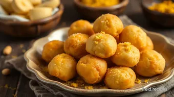 Fried Dough Balls with Cardamom & Saffron recipe card