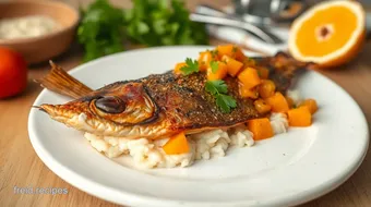 Fried Mackerel with Vibrant Orange Salsa recipe card