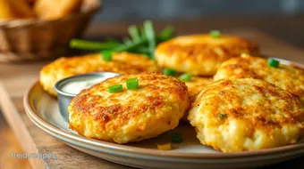 Fry Cheesy Potatoes into Crispy Cakes recipe card