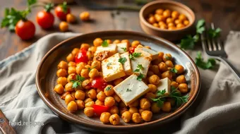 Fry Chickpeas with Halloumi Quick Salad recipe card