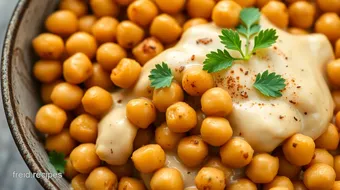 Quick Chickpeas with Savory Creamy Sauce recipe card