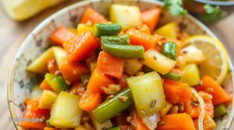 Quick Veggie Chow Chow Pickle Delight recipe card