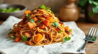 Roasted Sweet Potato Salad with Crunchy Noodles recipe card