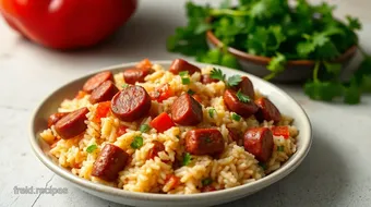 Sautéed Chorizo with Flavorful Spanish Rice recipe card