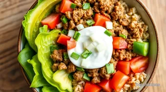 Savor Quick Taco Bowl with Fresh Toppings recipe card