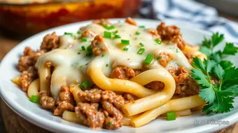 Savory Philly Cheesesteak Pasta Bake Surprise recipe card