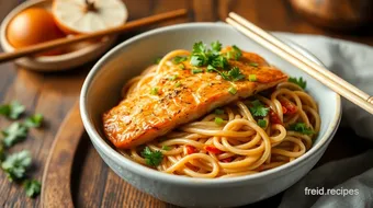 Stir-Fry Salmon with Healthy Soba Noodles recipe card