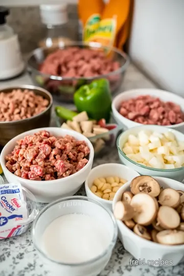 Philly Cheesesteak Casserole ingredients