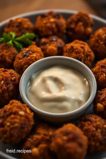 Crispy Chickpea Bites with Spicy Avocado Dip presentation