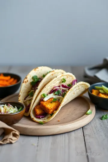 Crispy Fried Halloumi Tacos with Spicy Slaw presentation