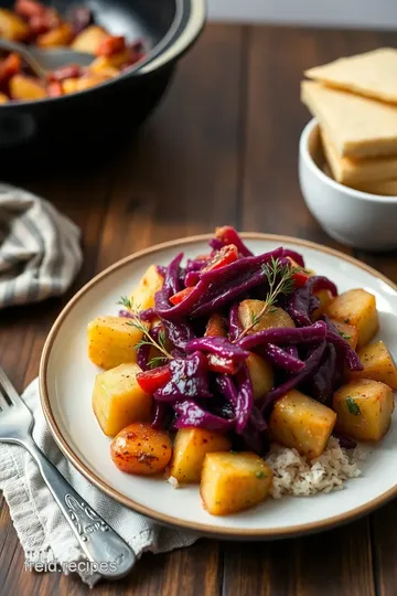 Sautéed Red Cabbage with Hearty Potatoes presentation