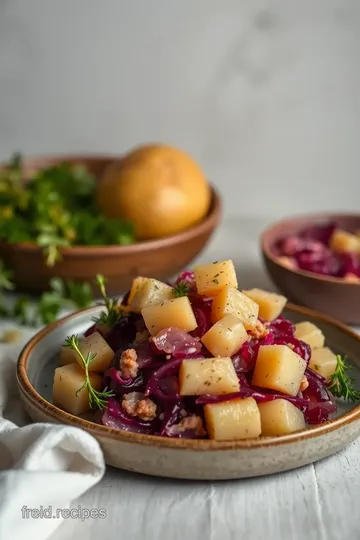 Cooked Red Cabbage Potato Hash Delight presentation