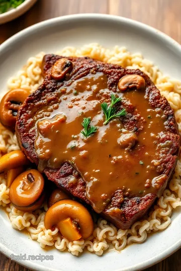 Savory Round Steak with Mushroom Gravy presentation