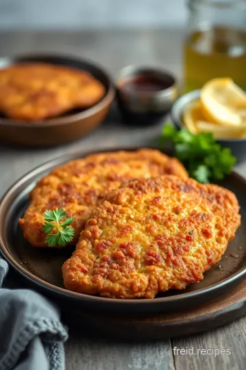 Fried Beef Schnitzel with Crispy Coating presentation