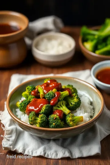 Fried Thin-Stemmed Broccoli with Hoisin Sauce presentation