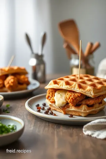 Fried Chicken Waffle Sandwich Delight presentation