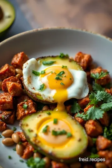 Avocado on Toast with Chorizo & Fried Eggs presentation