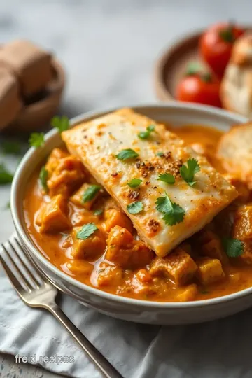 Fried Fish & Tomato Curry presentation