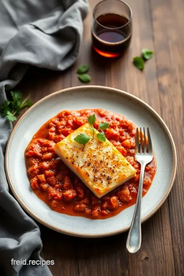 Pan-fried Sea Bass with Puttanesca Sauce presentation