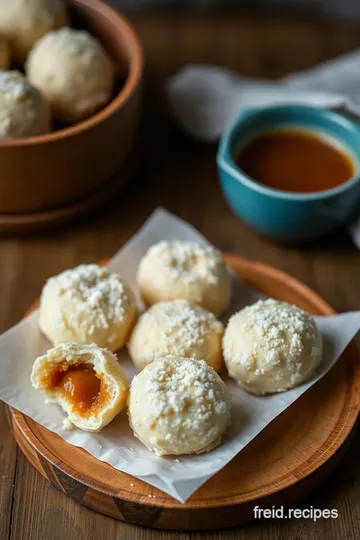 Fried Coconut Delight with Jaggery Filling presentation