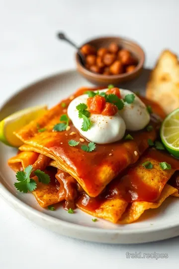 Grilled Chilaquiles with Mulato Chili Sauce presentation