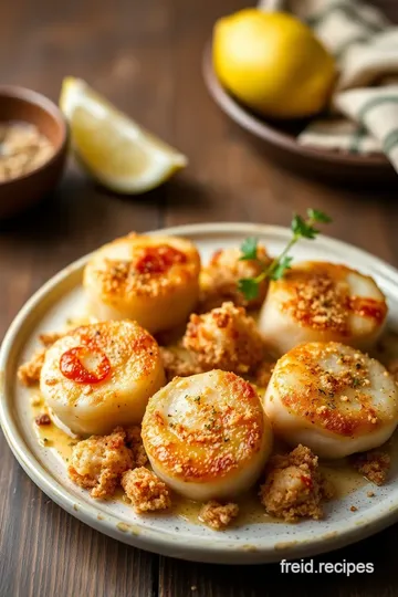 Pan-fried Scallops with Parsnip Purée presentation