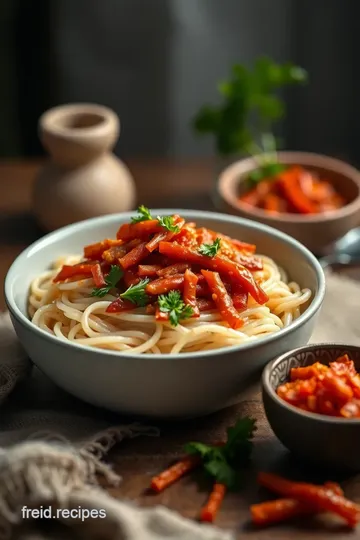 Stir-Fry Udon Noodles with Kimchi Delight ingredients