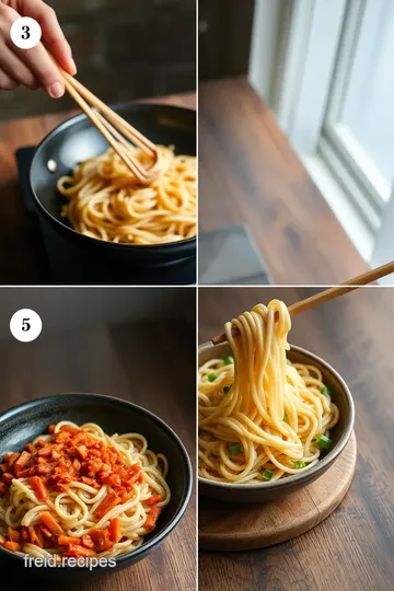 Stir-Fry Udon Noodles with Kimchi Delight steps