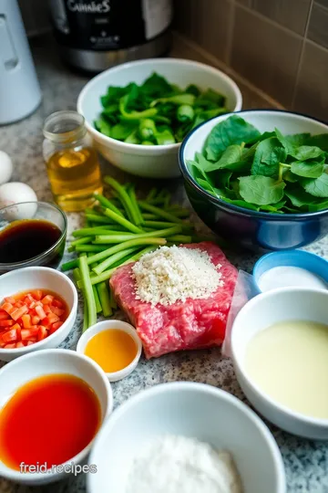 Quick Korean Beef Stir-Fry with Beansprouts and Spinach ingredients