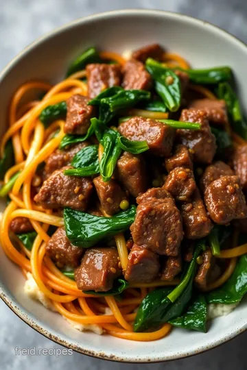 Quick Korean Beef Stir-Fry with Beansprouts and Spinach presentation