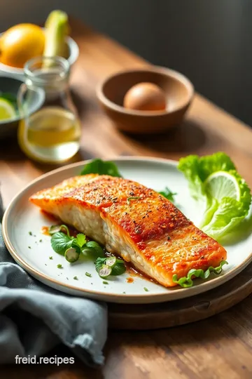 Crispy Pan-Fried Salmon with Little Gem Lettuce presentation