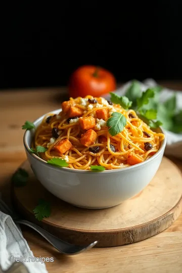 Roasted Sweet Potato Salad with Crispy Noodles presentation