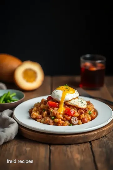 Fried Egg Sausage Hash with Chorizo Delight presentation