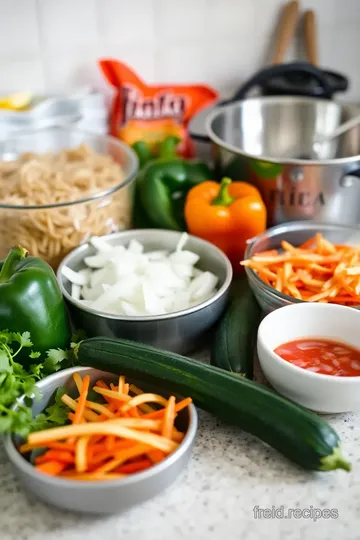 Spicy Fideo Noodles with Vegetables ingredients