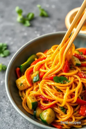 Spicy Fideo Noodles with Vegetables presentation