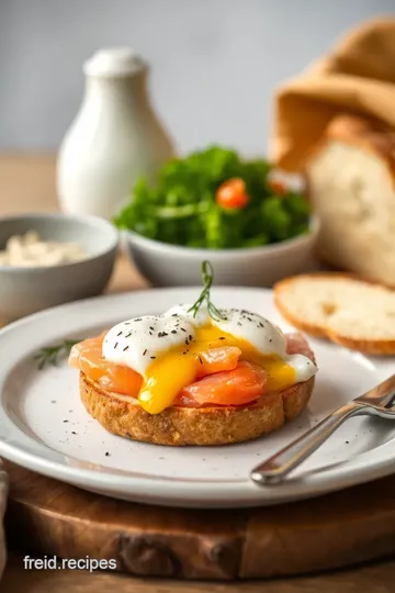 Poached Egg Smoked Salmon Bagel Delight presentation